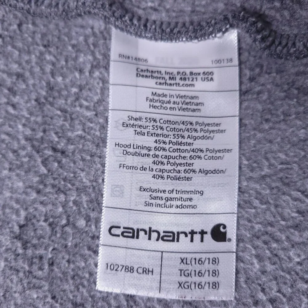 Carhartt Womens Full-Zip Hoodie XL Relaxed Fit Long Sleeve Fleece Work Wear